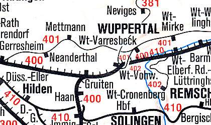 Ausschnit aus dem Streckenübersicht zum Fahrplan 1975